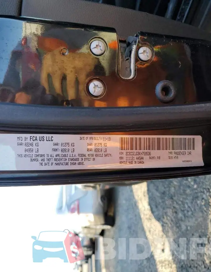 2C3CDZJG3KH759536 Photo# 12