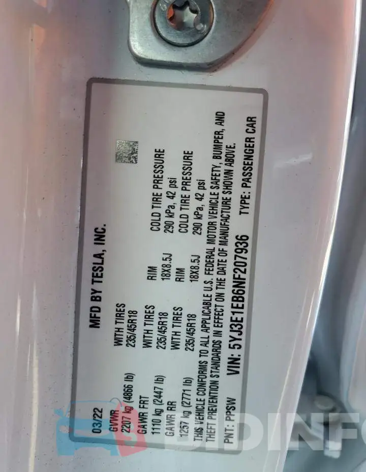 5YJ3E1EB6NF207936 Photo# 13