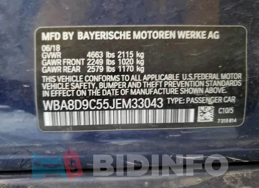 WBA8D9C55JEM33043 Photo# 13