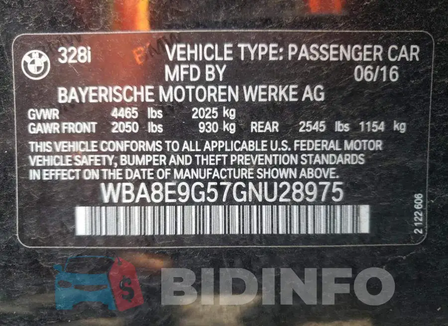WBA8E9G57GNU28975 Photo# 10