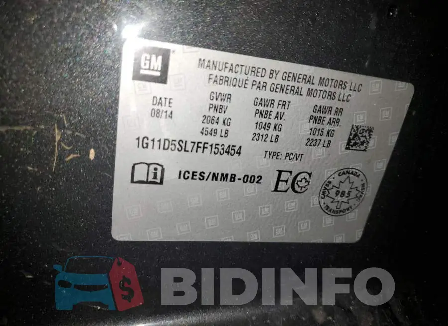 1G11D5SL7FF153454 Photo# 10