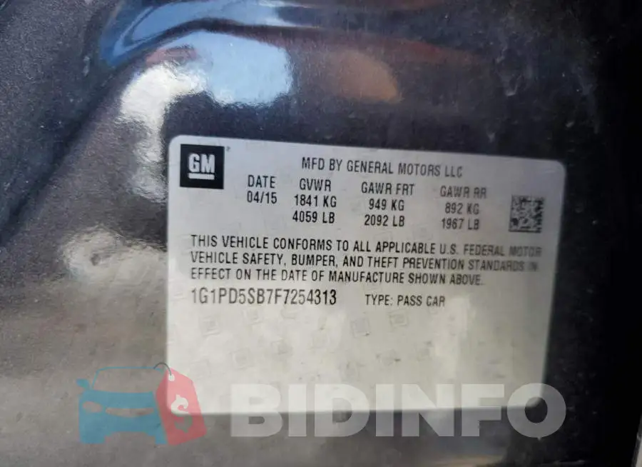 1G1PD5SB7F7254313 Photo# 12