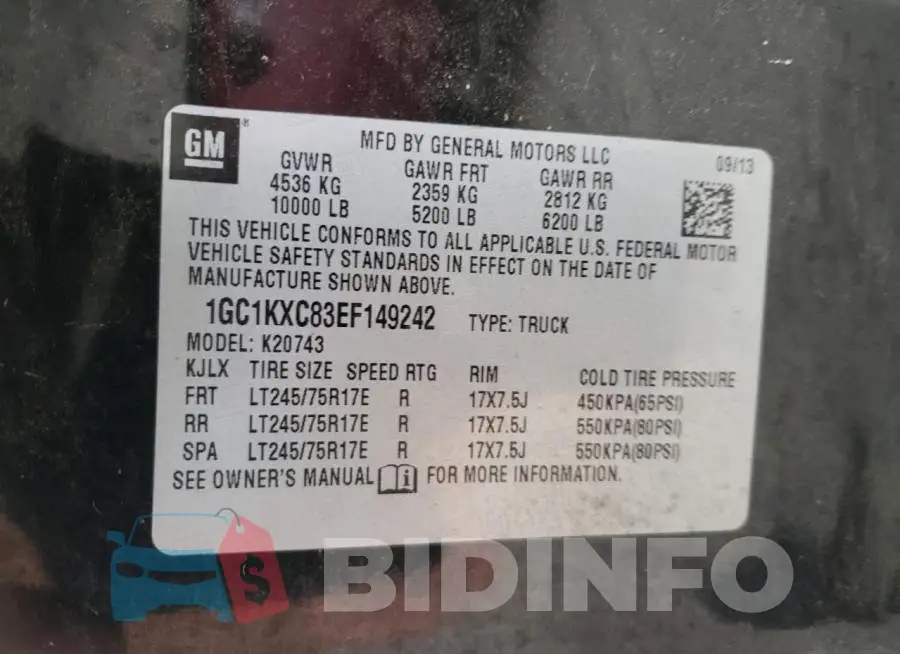 1GC1KXC83EF149242 Photo# 10