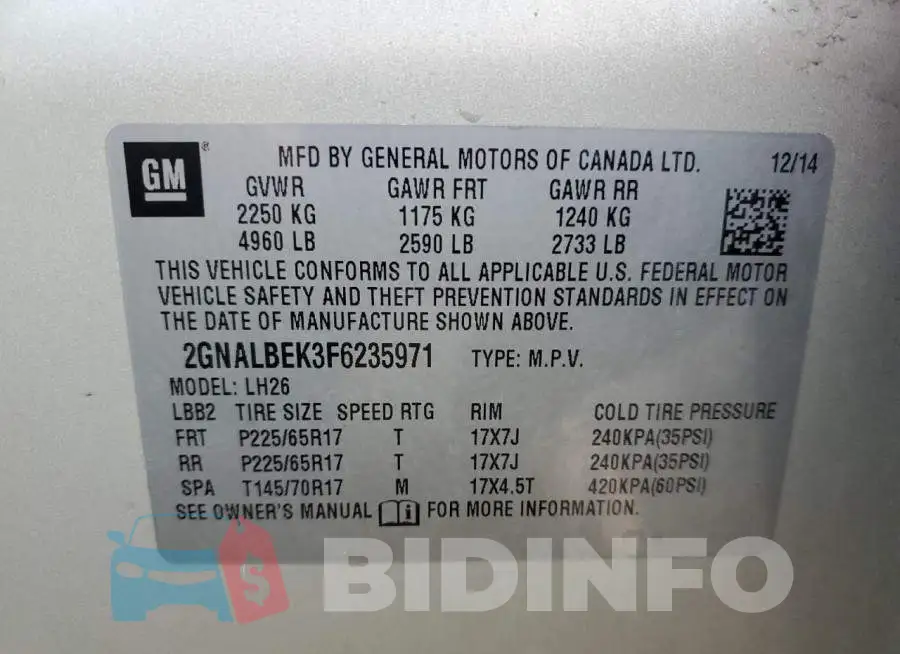 2GNALBEK3F6235971 Photo# 12