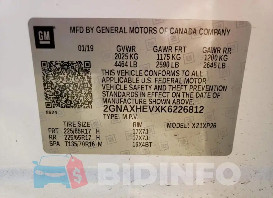 2GNAXHEVXK6226812 Photo# 10