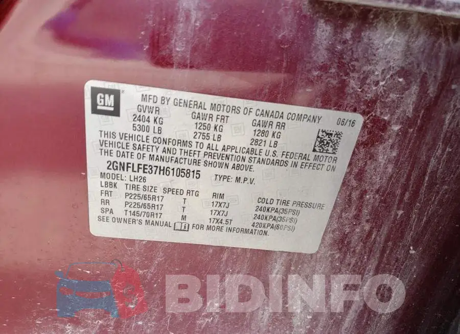 2GNFLFE37H6105815 Photo# 10