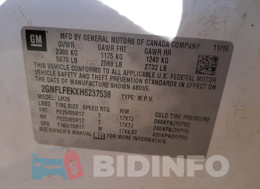 2GNFLFEKXH6237538 Photo# 10