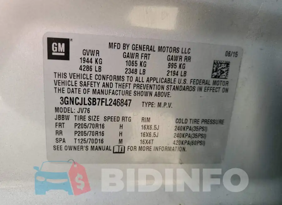 3GNCJLSB7FL246847 Photo# 10