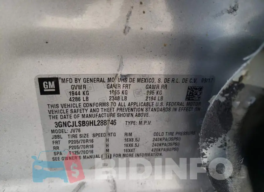 3GNCJLSB9HL288746 Photo# 10