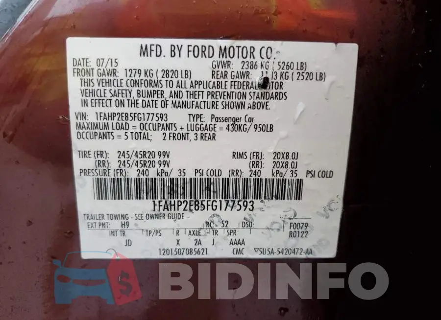 1FAHP2E85FG177593 Photo# 12