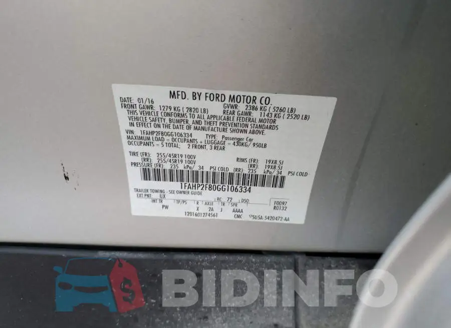1FAHP2F80GG106334 Photo# 10