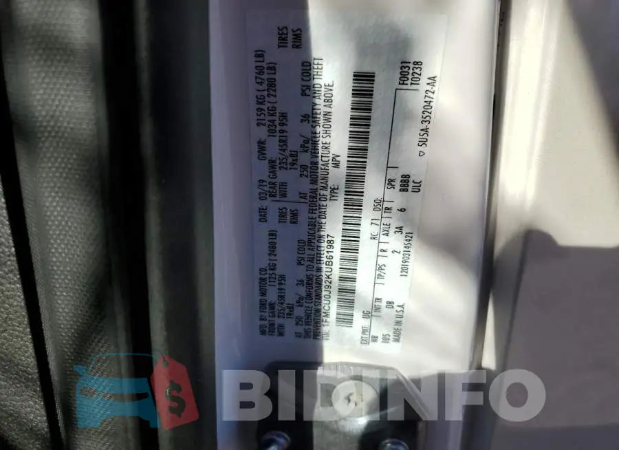 1FMCU0J92KUB61987 Photo# 12