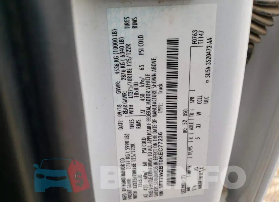1FT7W2BT0KEC77236 Photo# 12