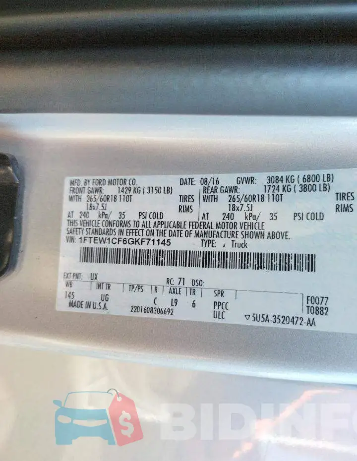1FTEW1CF6GKF71145 Photo# 12