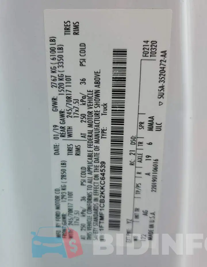 1FTMF1CB2KKC64539 Photo# 12