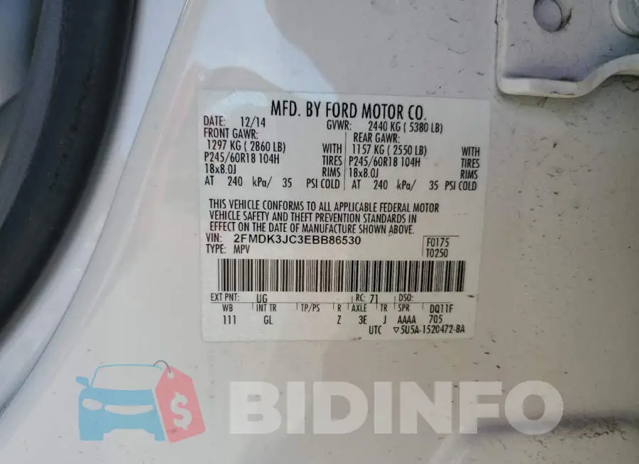 2FMDK3JC3EBB86530 Photo# 13