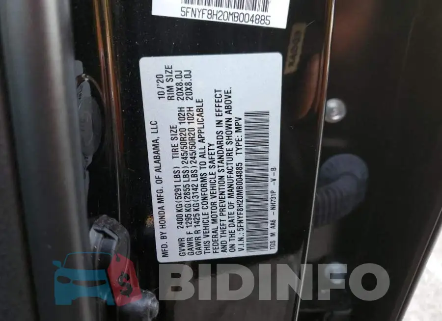 5FNYF8H20MB004885 Photo# 13