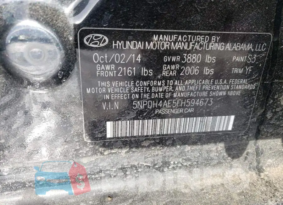 5NPDH4AE5FH594673 Photo# 12