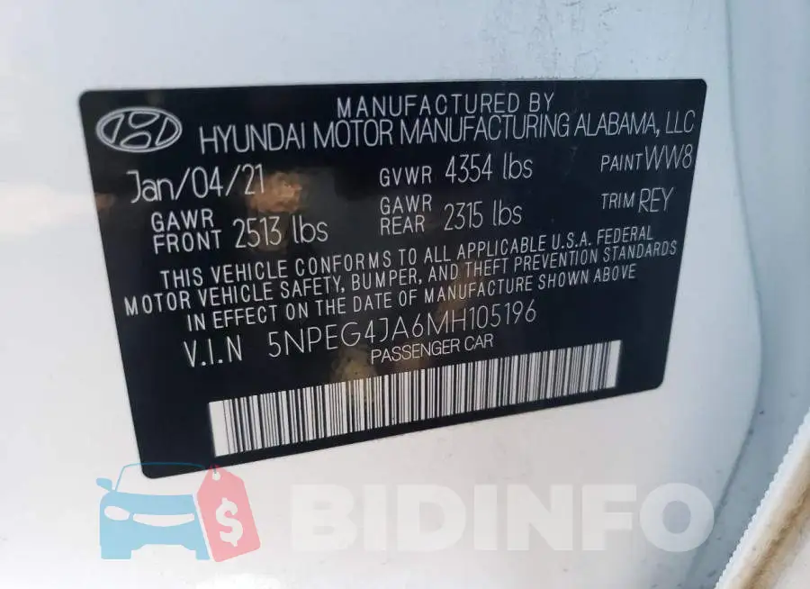 5NPEG4JA6MH105196 Photo# 12