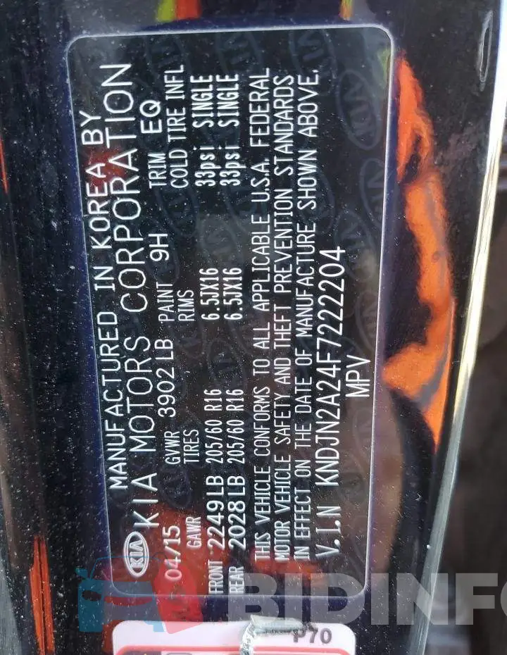 KNDJN2A24F7222204 Photo# 12