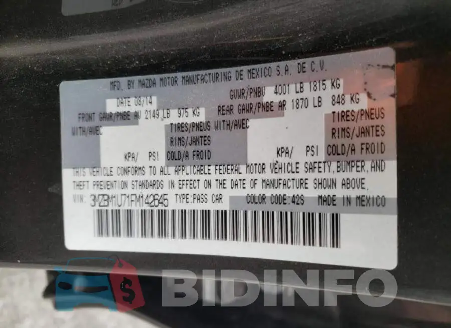 3MZBM1U71FM142645 Photo# 10