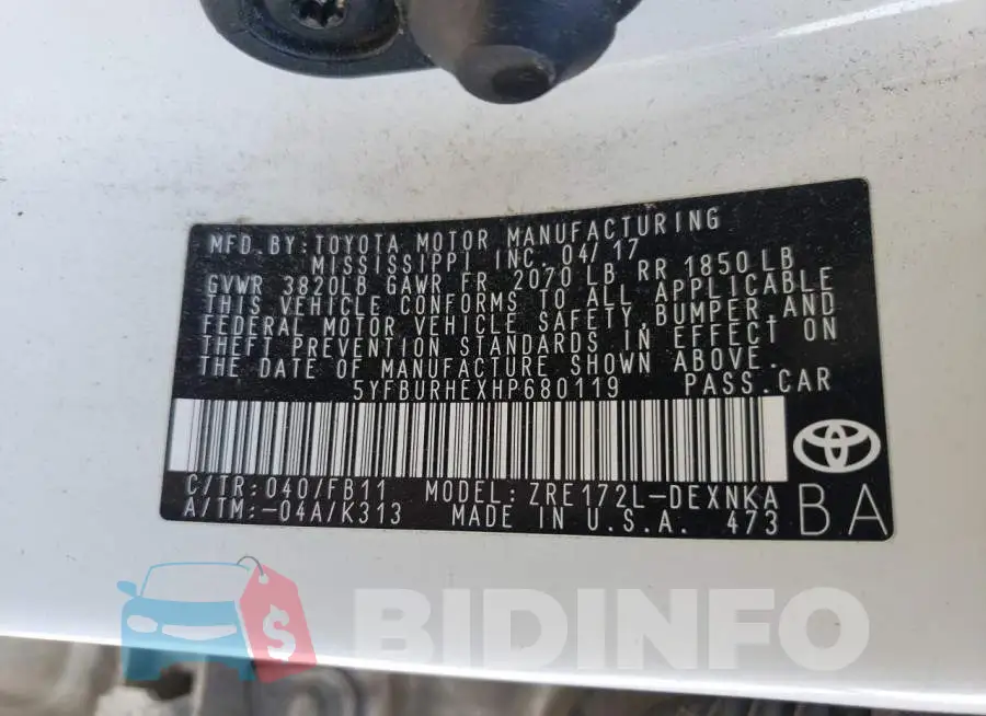 5YFBURHEXHP680119 Photo# 10