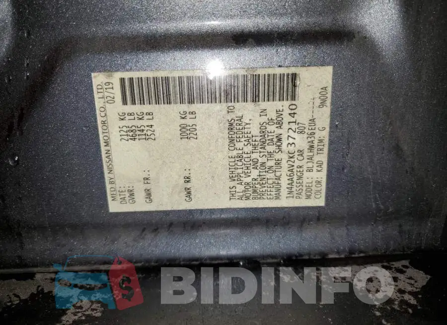 1N4AA6AV2KC372140 Photo# 12