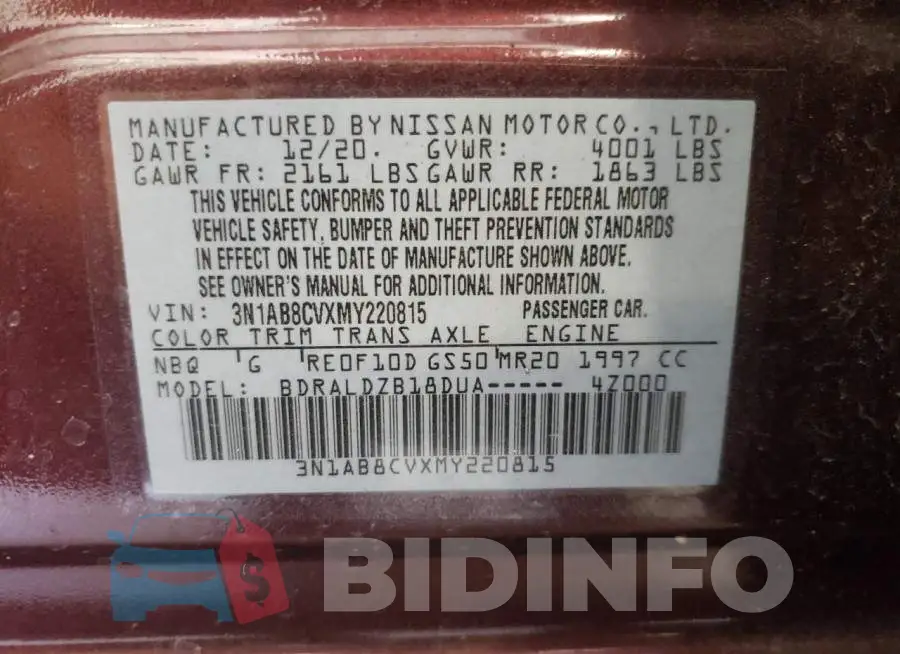 3N1AB8CVXMY220815 Photo# 10