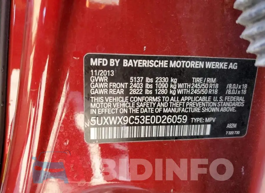 5UXWX9C53E0D26059 Photo# 13