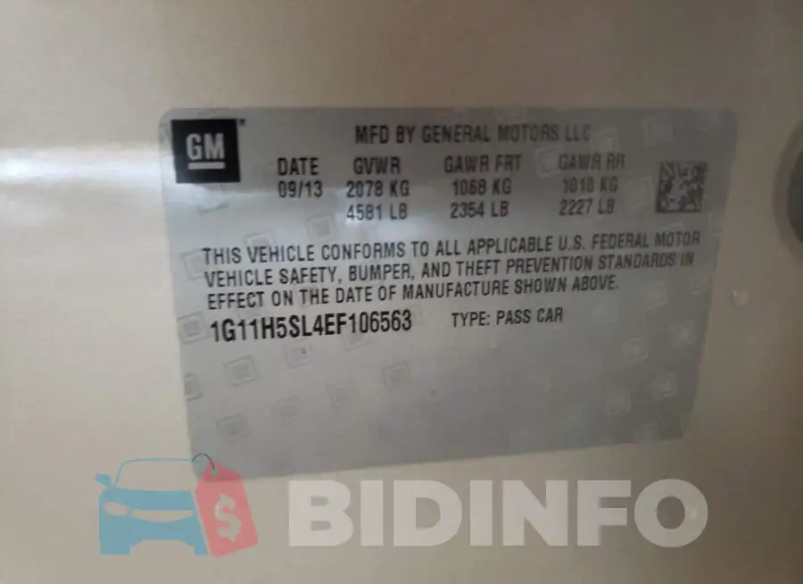 1G11H5SL4EF106563 Photo# 10