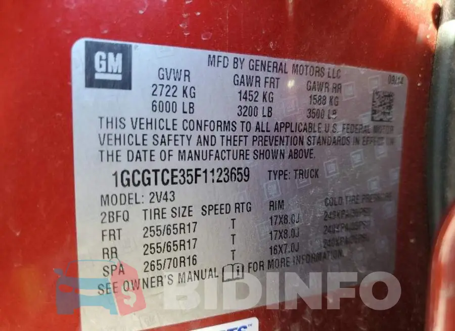 1GCGTCE35F1123659 Photo# 12