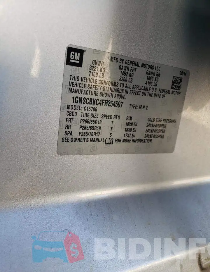 1GNSCBKC4FR254597 Photo# 10