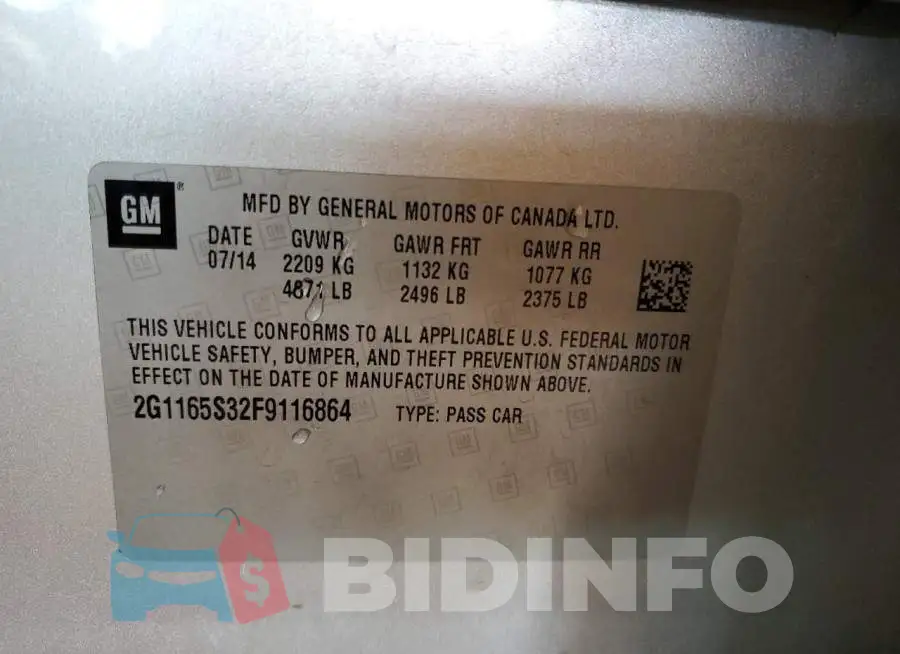 2G1165S32F9116864 Photo# 12
