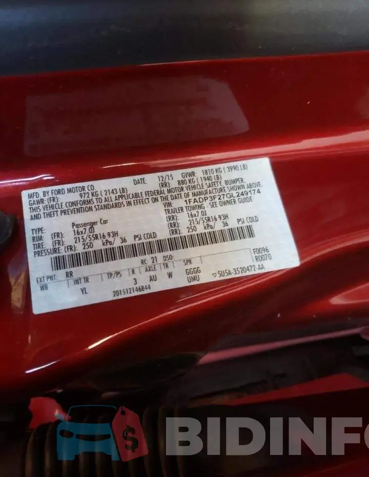 1FADP3F27GL249174 Photo# 10