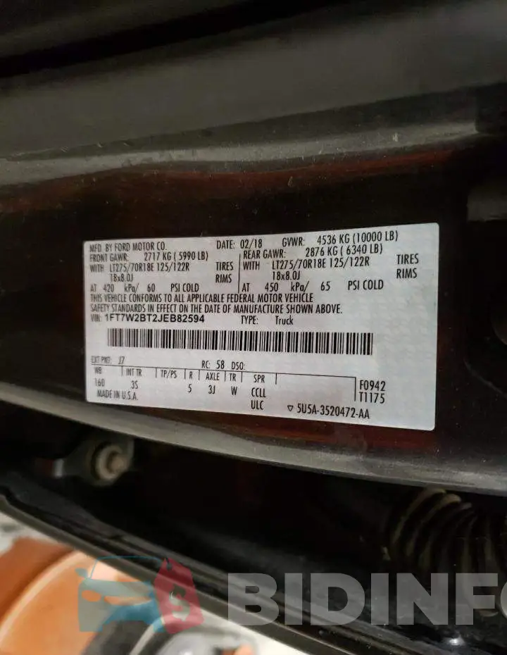 1FT7W2BT2JEB82594 Photo# 12