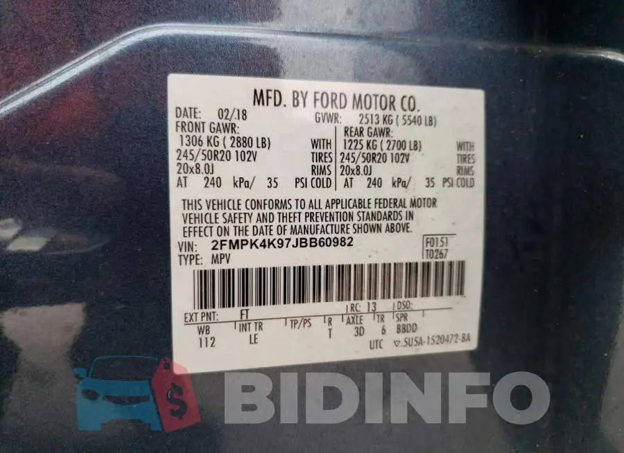 2FMPK4K97JBB60982 Photo# 13