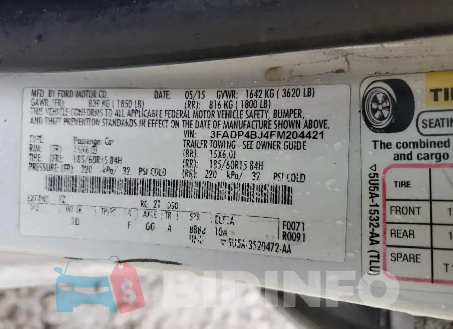 3FADP4BJ4FM204421 Photo# 12