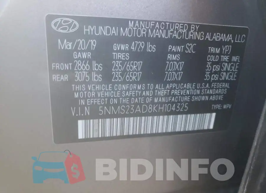 5NMS23AD8KH104325 Photo# 13