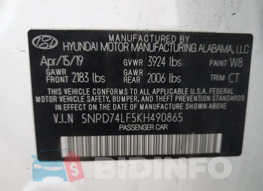 5NPD74LF5KH490865 Photo# 13