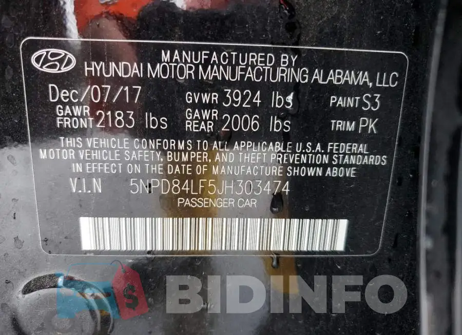 5NPD84LF5JH303474 Photo# 10