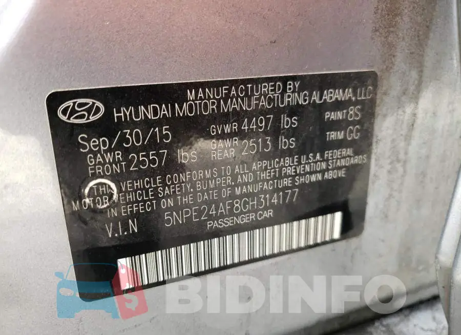 5NPE24AF8GH314177 Photo# 10