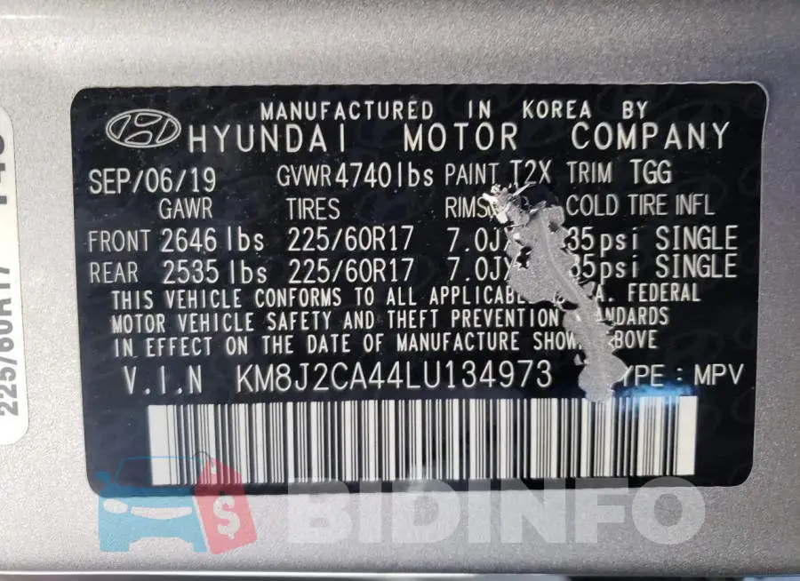 KM8J2CA44LU134973 Photo# 10