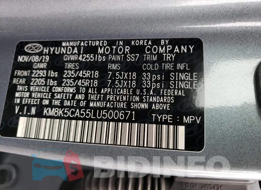 KM8K5CA55LU500671 Photo# 13