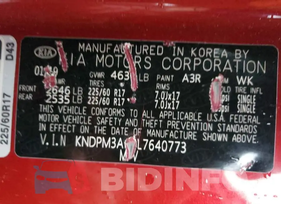 KNDPM3AC8L7640773 Photo# 13