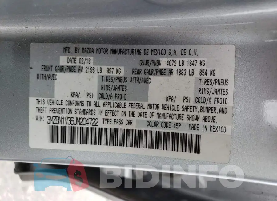 3MZBN1V36JM204722 Photo# 13