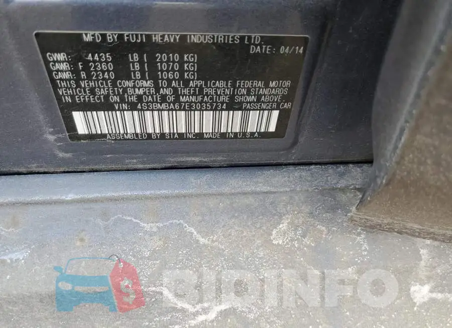 4S3BMBA67E3035734 Photo# 12