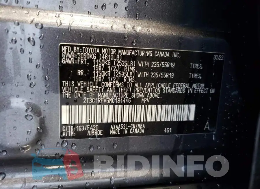 2T3C1RFV6NC184446 Photo# 10
