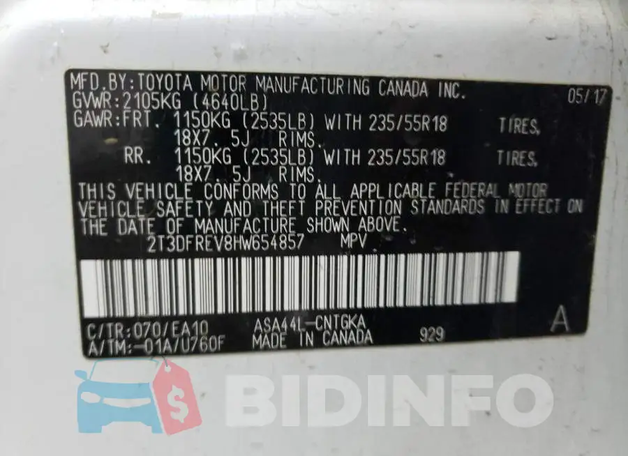 2T3DFREV8HW654857 Photo# 13