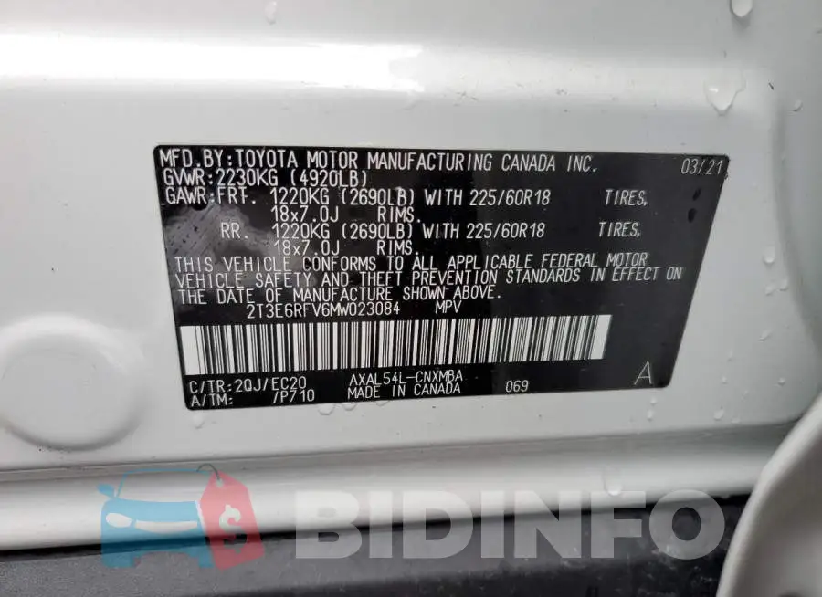 2T3E6RFV6MW023084 Photo# 12
