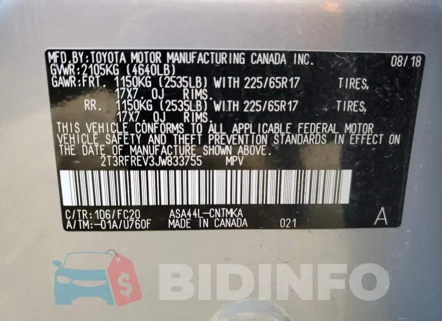 2T3RFREV3JW833755 Photo# 13